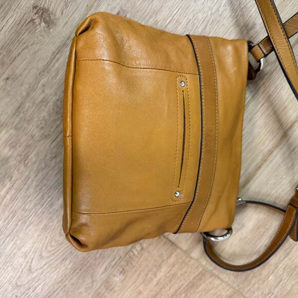 B. Makowsky Camel Brown Studded Leather Crossbody Bag, like new - Picture 5 of 13